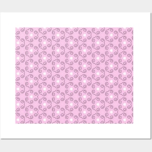 Pink with Black Swirls Pattern Posters and Art